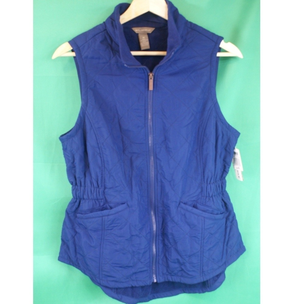 Bit‎ & Bridle Womens Blue Quilted Zip Up Vest Cinched Waist XS New Western Ranch
